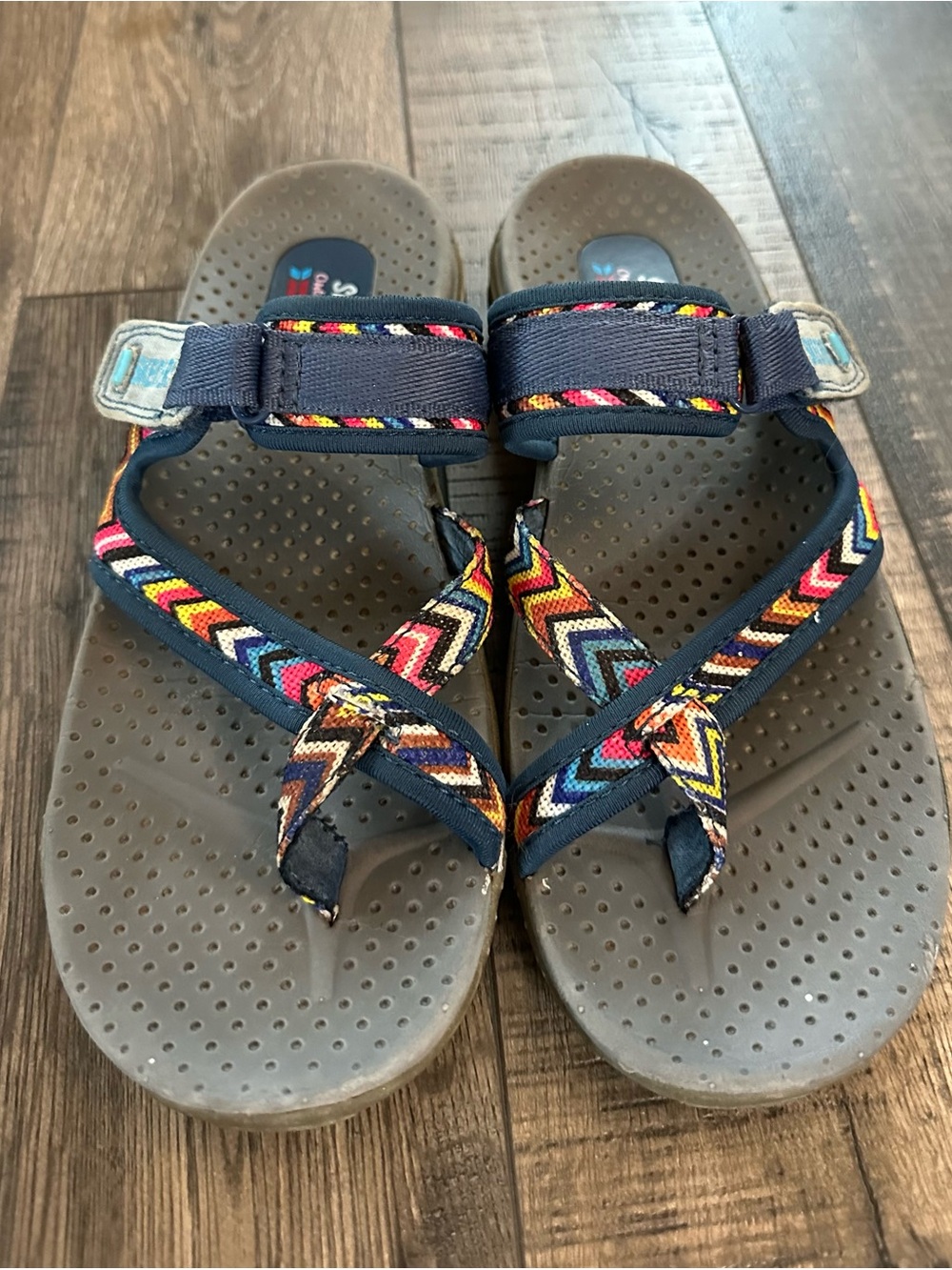 Skechers Women's Reggae-Zig Swag sandals in the navy/multicolor colorway Size 7 - Picture 2 of 7